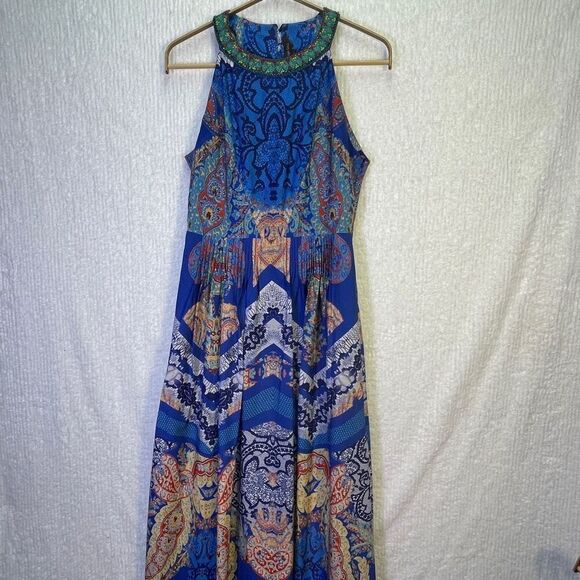 Anthropologie Ranna Gill Multicolor Paisley Halter Boteh Maxi Dress Size 2 - Picture 2 of 12